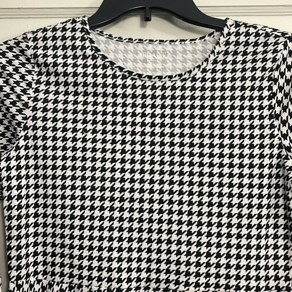 Black and white long sleeve skater dress